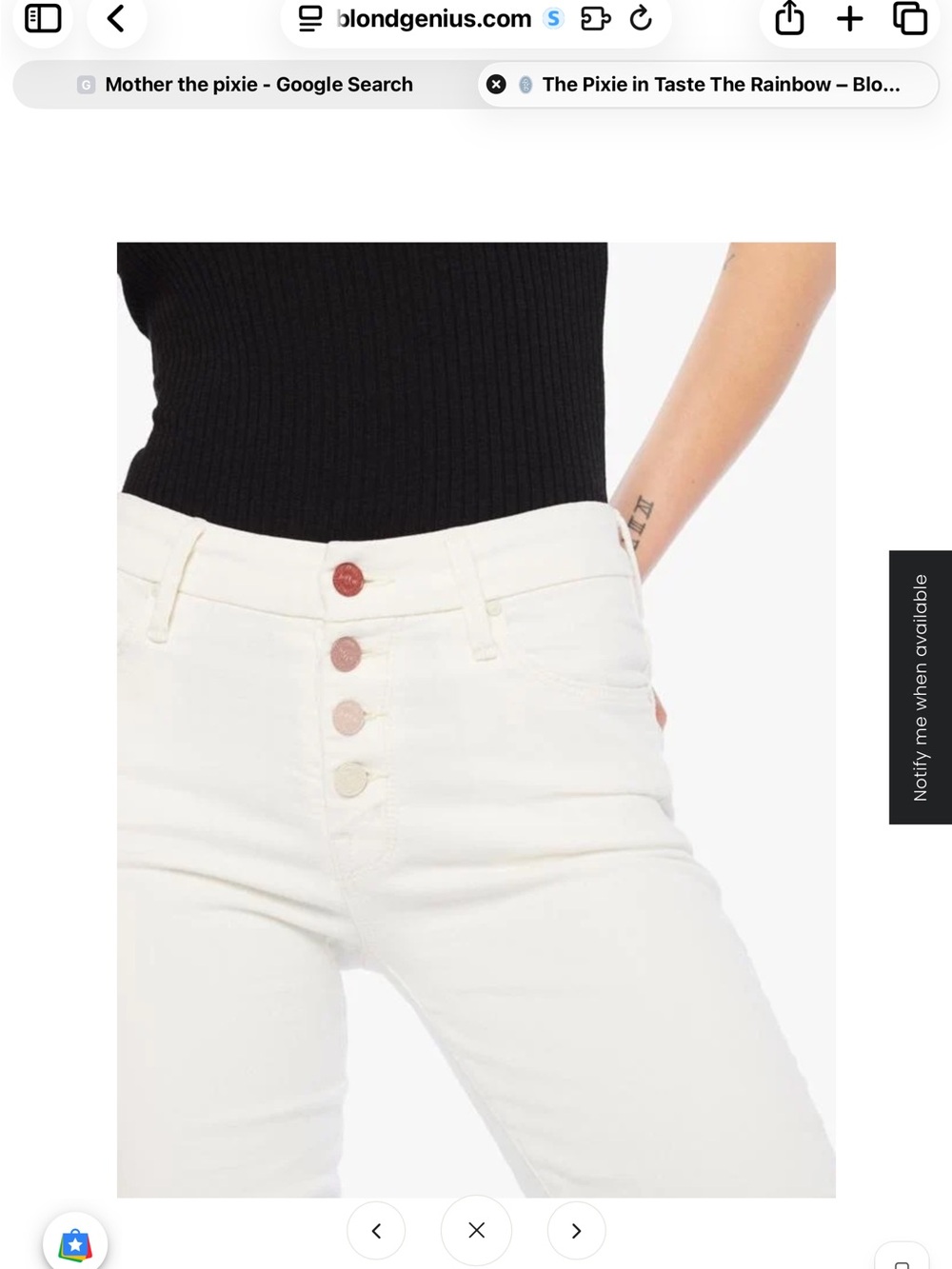 Mother The Pixie White Straight Leg Jeans